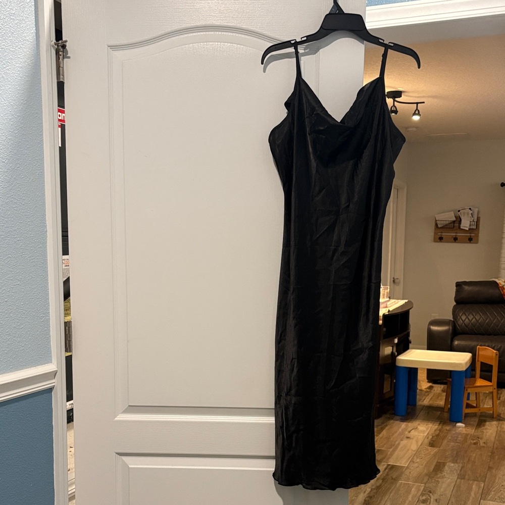 bebe Black Backless Slip Dress